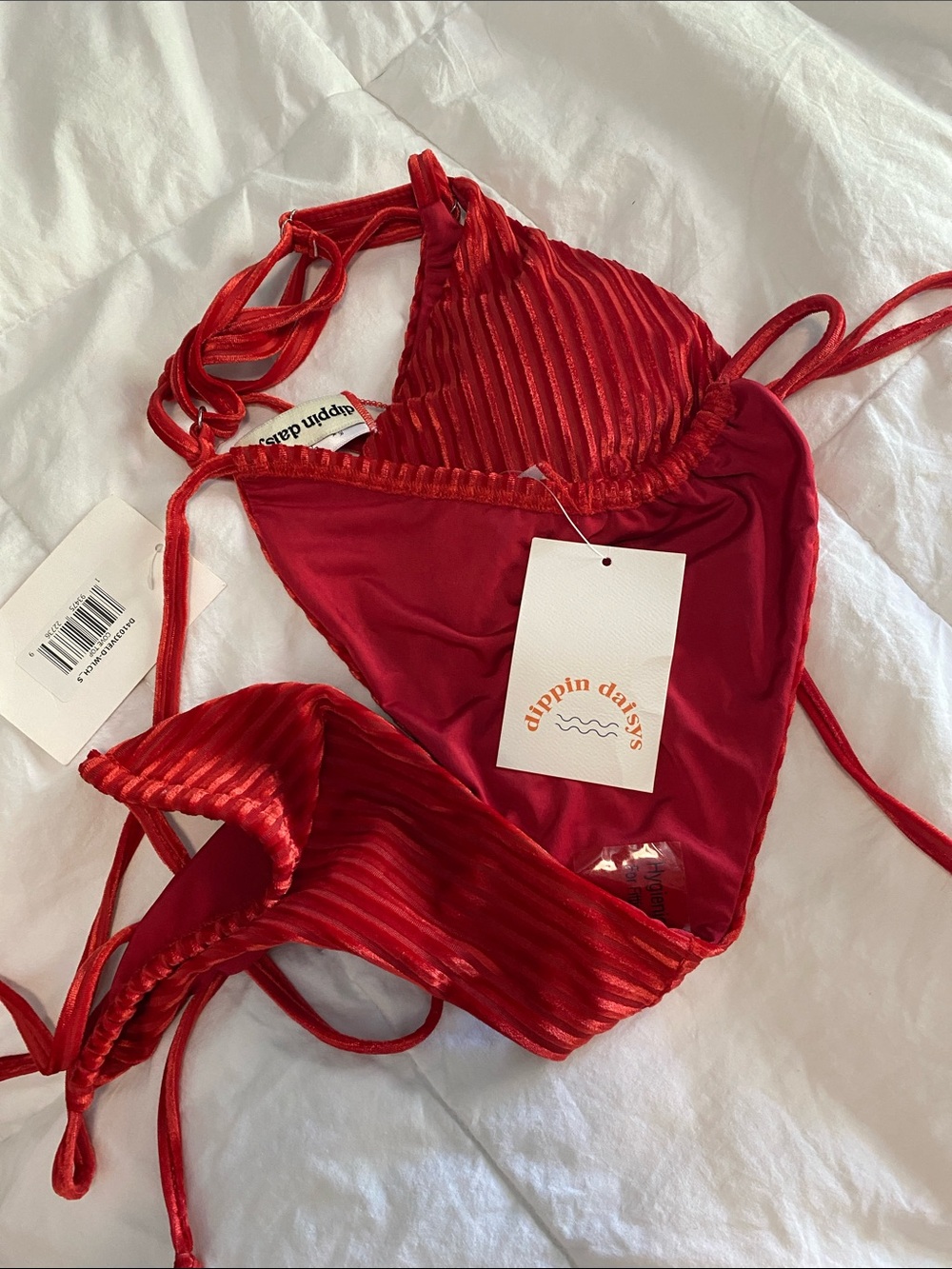 Dippin' Daisy's Red Ribbed Triangle Bikini Set - Picture 6 of 6